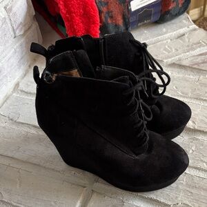 Shinola Black Women's Suede Wedge Boots